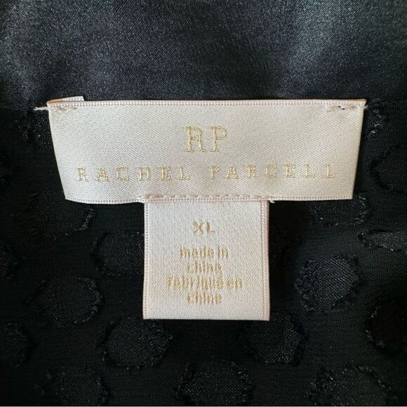 Rachel Parcell Textured Dot Black Blouse with Bow Collar Holiday Size XL - Picture 11 of 12